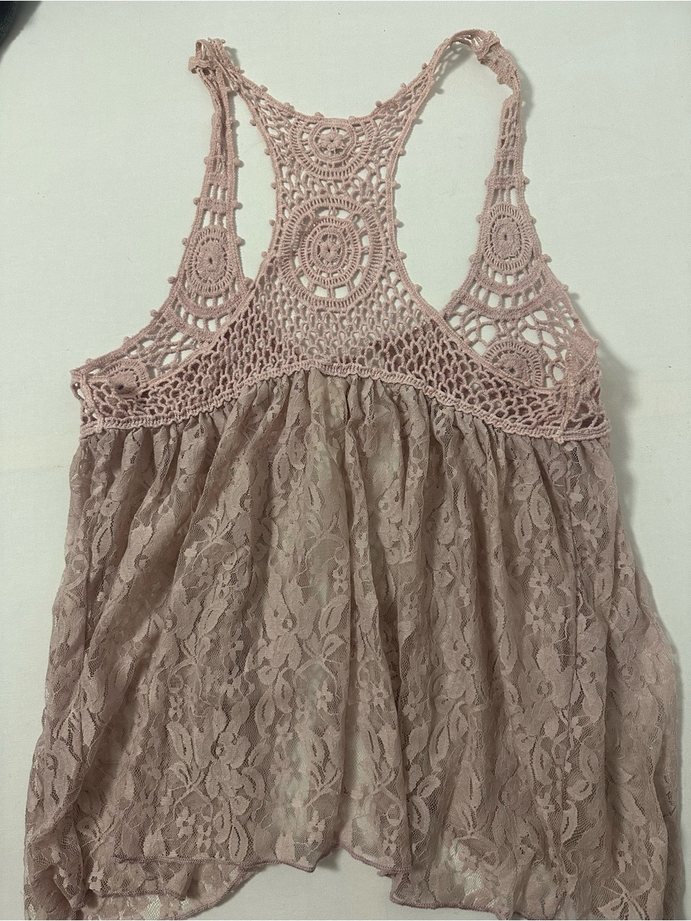579 Crochet & Lace Tie-Front Chemise in Dusty Pink Y2K - Picture 4 of 5